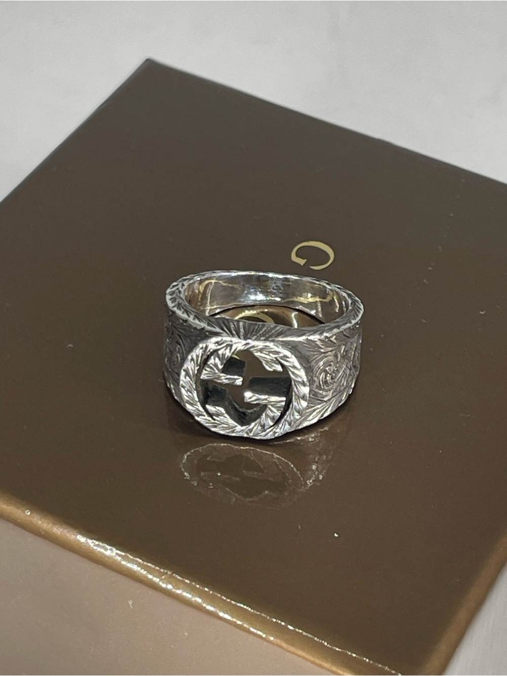 Gucci Interlocking G Paisley Silver Ring,